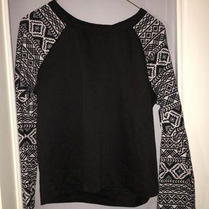 Black long sleeve shirt with tribal print sleeves